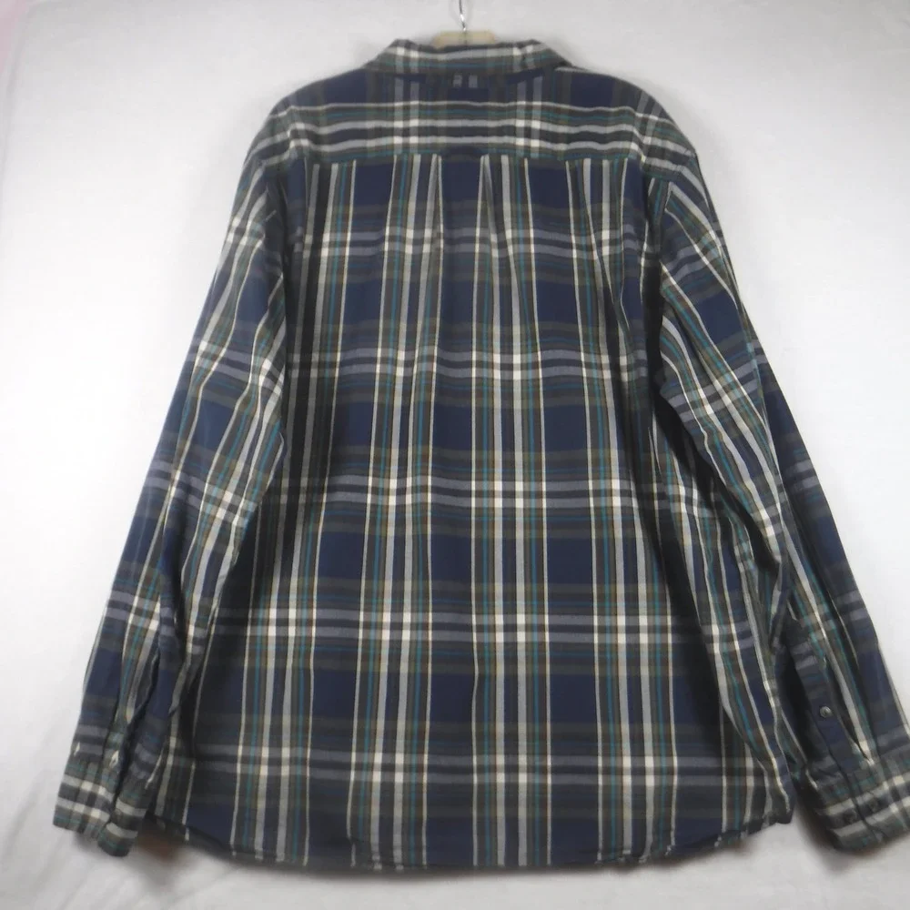 The North Face Mens XXL Blue Plaid Cotton Long Sleeve Button Down Shirt